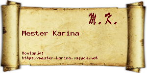 Mester Karina névjegykártya